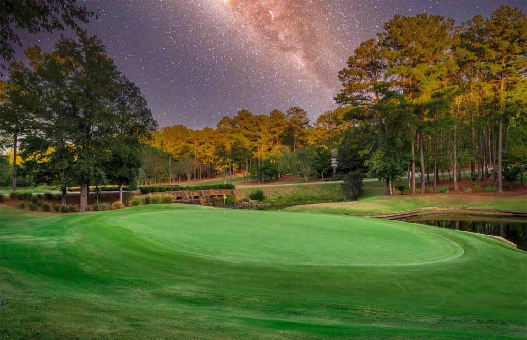 golf green with a view at Harbor Club on Lake Oconee's golf course.